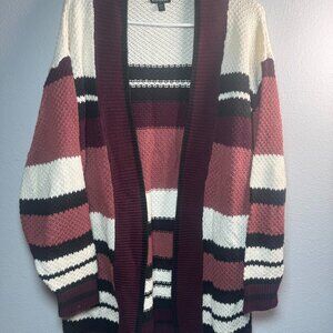Burgundy Striped Cardigan